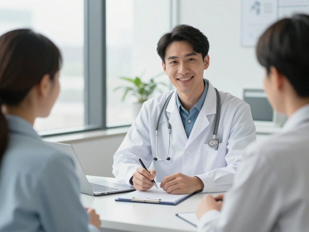 médico especialista atendendo paciente em consultório moderno